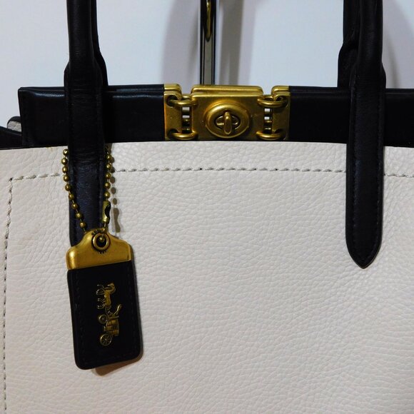 Coach "Troupe" Leather Color Block Satchel Crossbody Satchel Handbag Purse - Picture 5 of 12